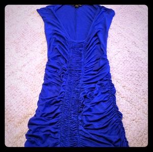 Blue sleevless stretchy mini dress